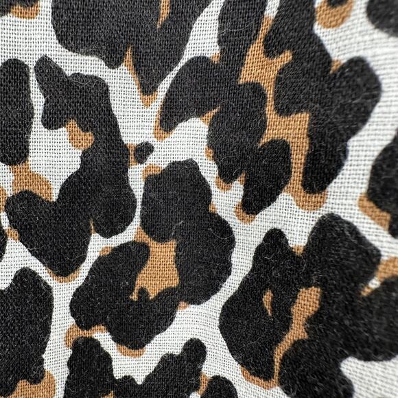 J Crew Shirt Womens 0 Leopard Print Linen Cotton Button Front Slim Preppy - Picture 6 of 10